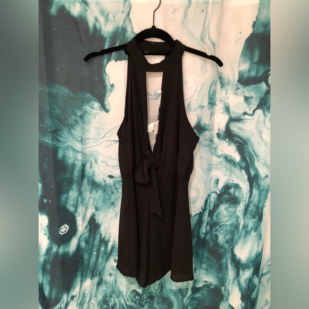Lush - black low-cut romper (NWOT)